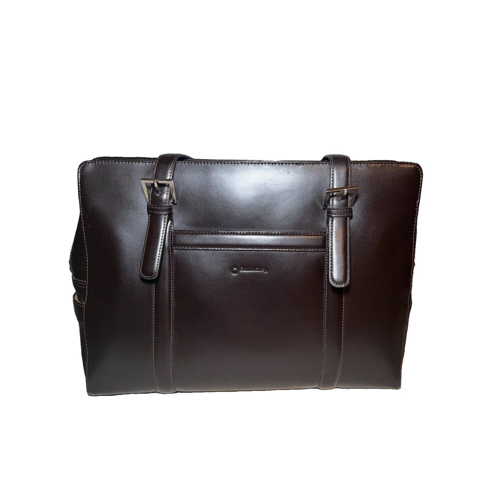 FranklinCovey Deep Brown Structured Laptop Tote Work Bag Business Shoulder Bag